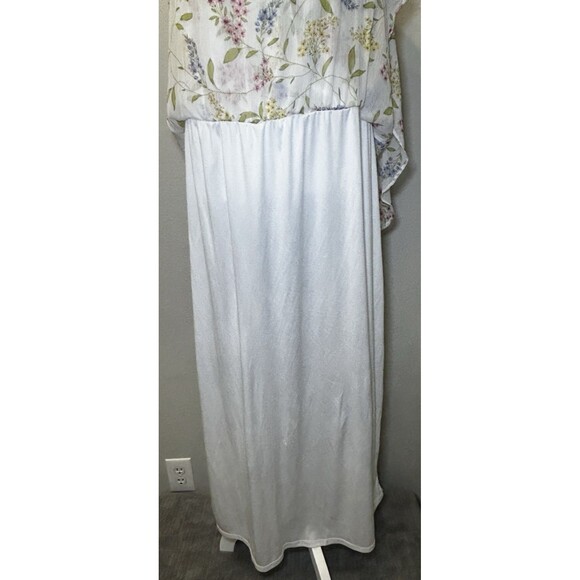 Calvin Klein Chiffon Print Mock Neck White Floral Maxi Dress Plus Size 18W - Picture 7 of 10